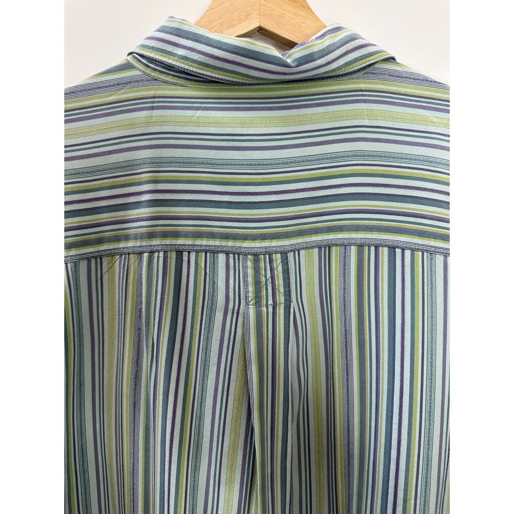 Tommy Bahama 100% Silk LS Striped Button Down Shirt Blue Mens Large Coastal Camp - Picture 9 of 13